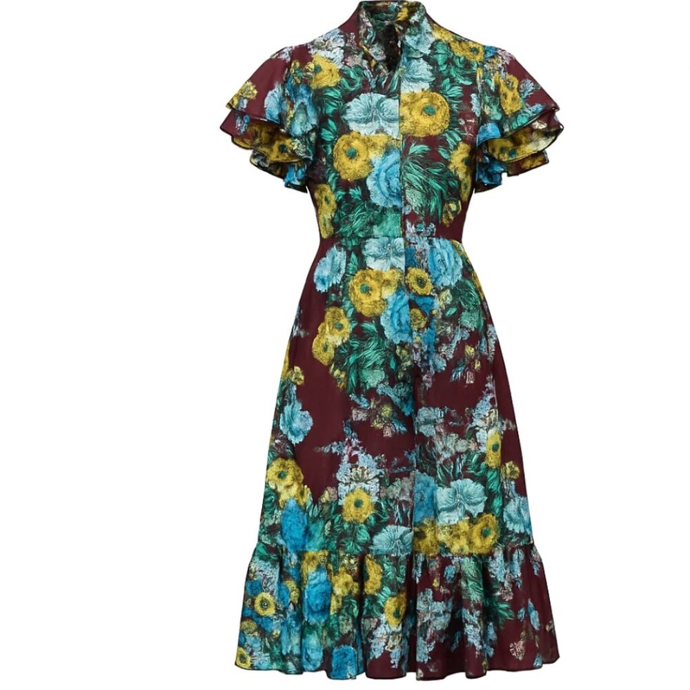 Tuckernuck Merlot Sharp Floral Midi Dress